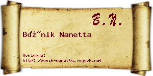 Bánik Nanetta névjegykártya